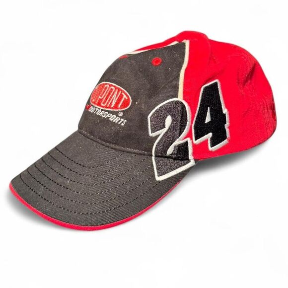 #24 Jeff Gordon DuPont Motorsports Black and red adjustable NASCAR baseball cap - Picture 1 of 7